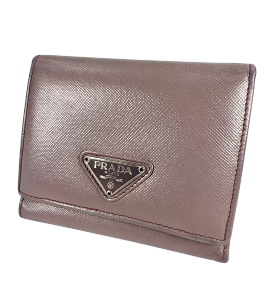 PRADA fold leather wallet purple authent