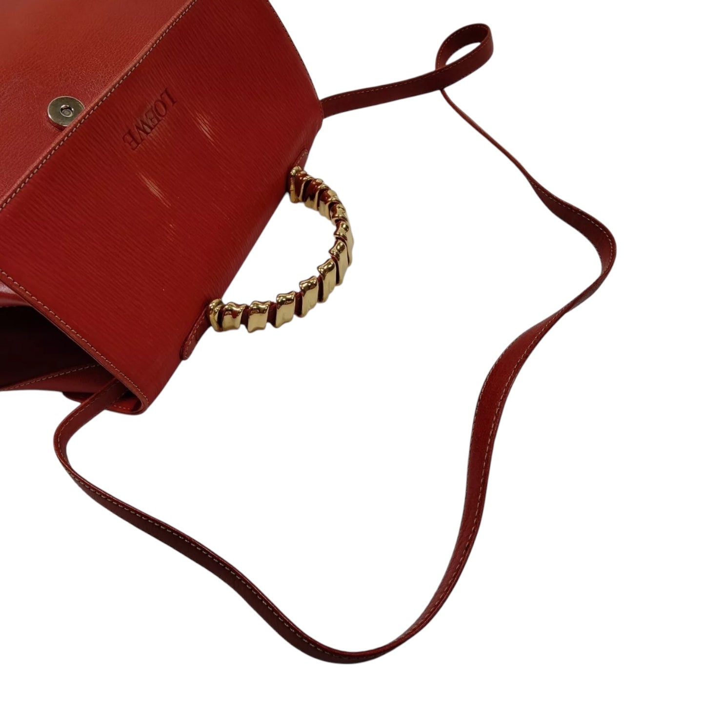 LOEWE Red Genuine Leather With Top Handle Crossbody / Shoulder Bag in excellent condition