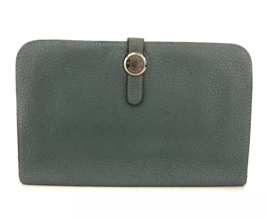 Hermes Dogon Wallet Blue Clemence Leather Luxurious Chic Fadhion