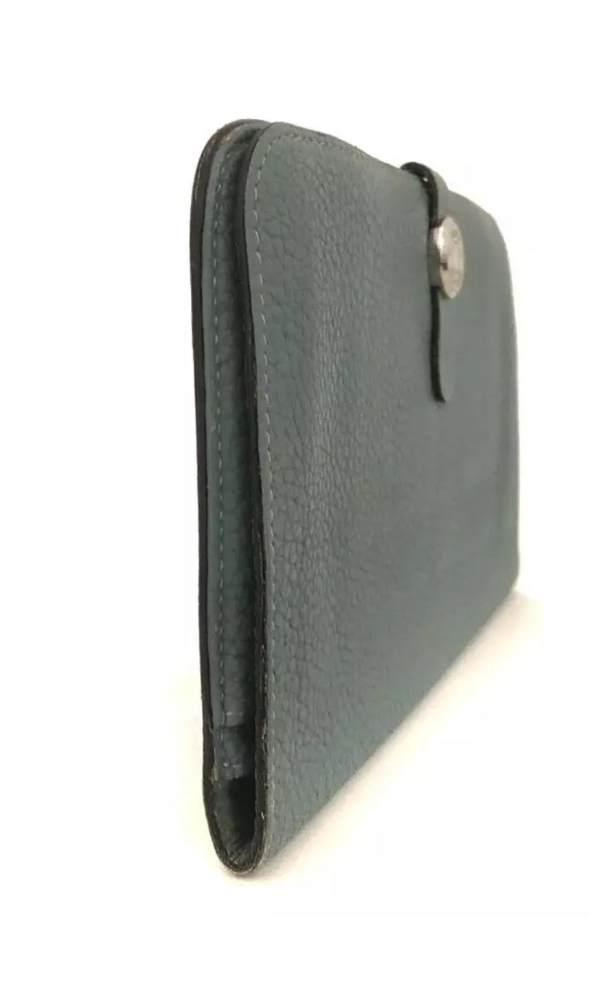 Hermes Dogon Wallet Blue Clemence Leather Luxurious Chic Fadhion