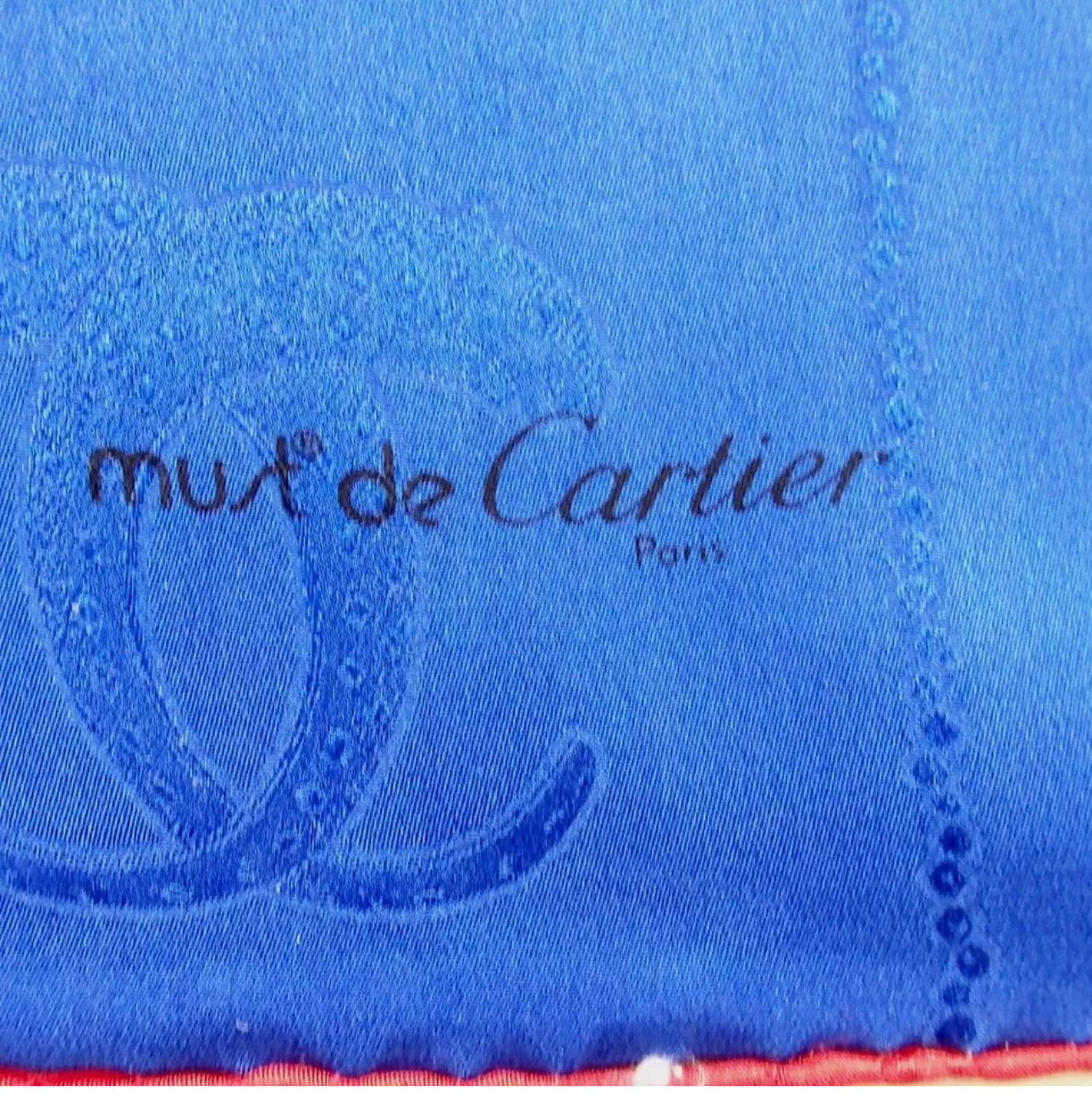 Cartier Jewelry Pattern Silk Scarf in Blue in Mint Conditioin