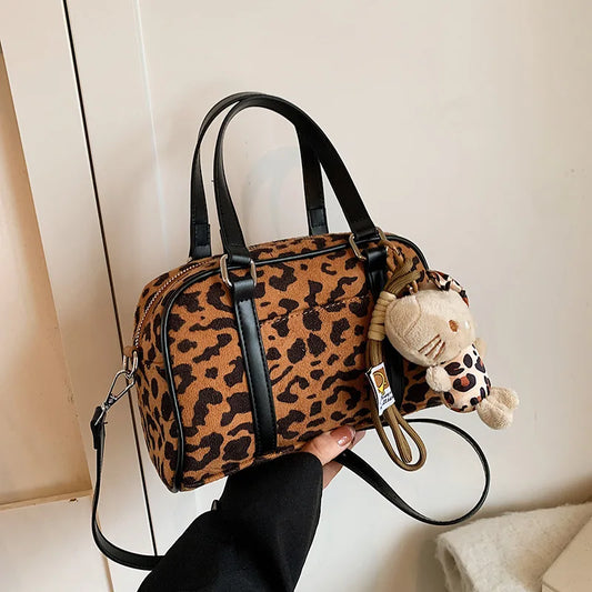 2024 Women’s Leopard Print Matte Handbag, Small Square Crossbody Shoulder Bag for Women - Luxbrandz