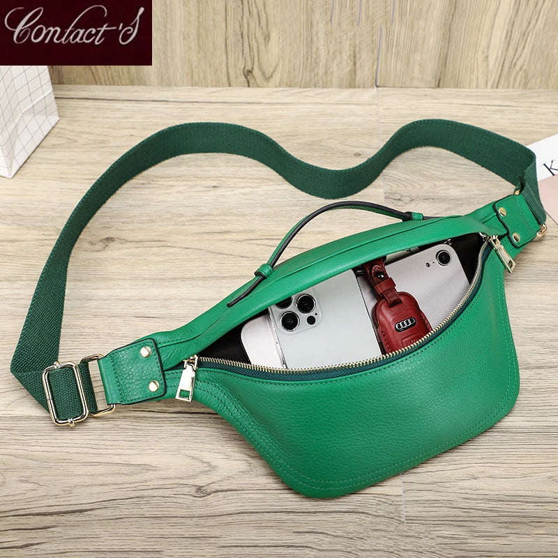 Genuine Leather Women Chest Bag 2022 Luxury Brand Crossbody Bag Female Travel Fanny Pack Waist Bag Fashion Shoulder Bag Designer