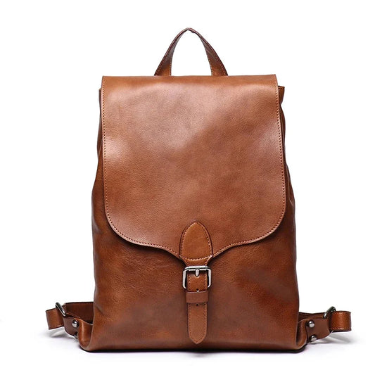 Real Leather Women Backpack Female Vintage Bag School s Men High Quality Travel 12 Inches Laptop